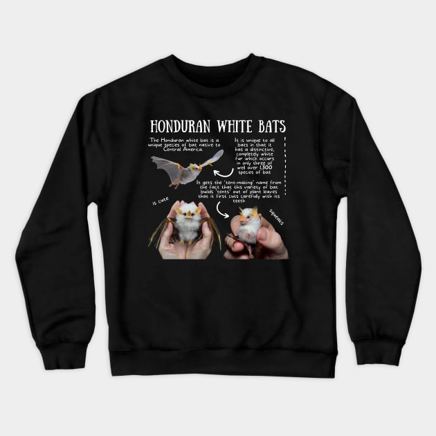 Animal Facts - Honduran White Bats Crewneck Sweatshirt by Animal Facts and Trivias